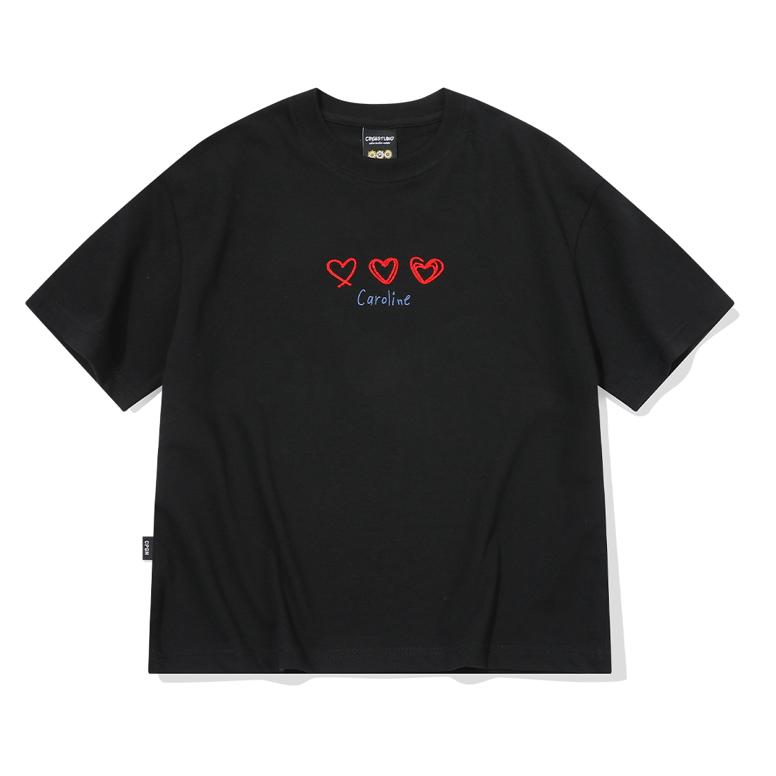 CP25SD25 CPGN STUDIO Caroline Chain Embroidery Crop T-Shirt Black