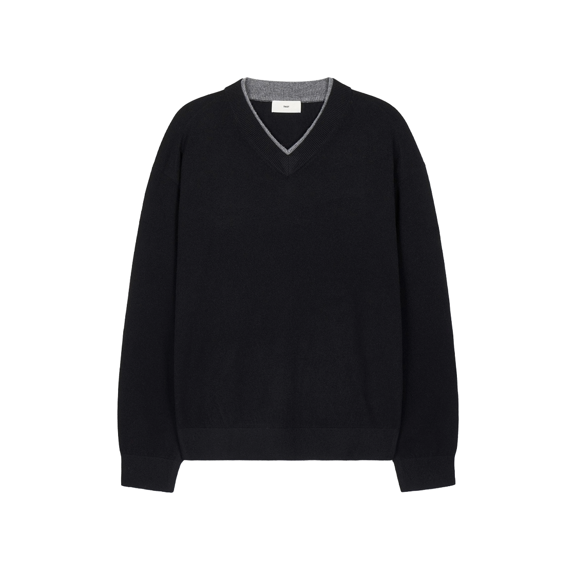 TNSW6F108BK TNGT Layered V-Neck Knit Top Black
