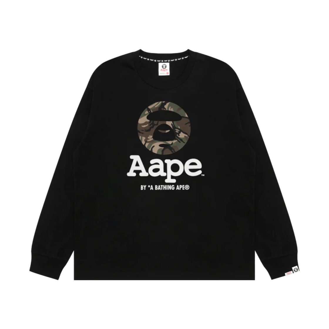 에이프 유니버스 문페이스 롱 티 블랙 - 26FW(AAPE Universe Moonface Long Tee Black - 26FW) - 1