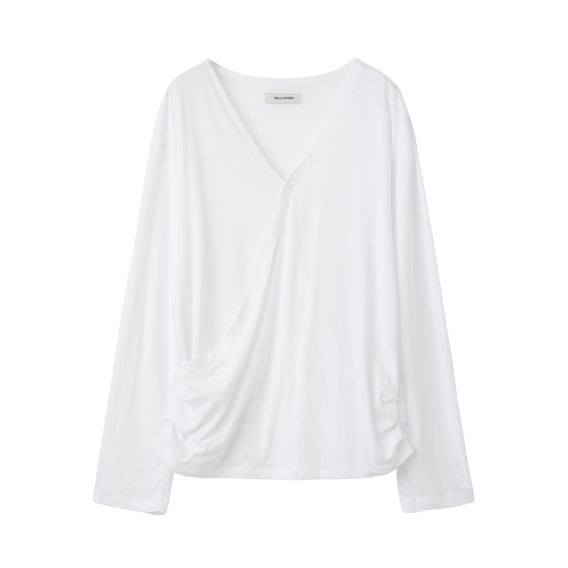 MW378WHT MILLO WOMEN Button Wrap T-Shirt White