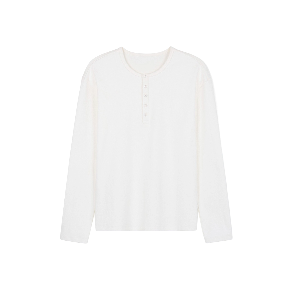 TNTS6F102IV TNGT Ribbed Slim Fit Henley Neck Long Sleeve Ivory