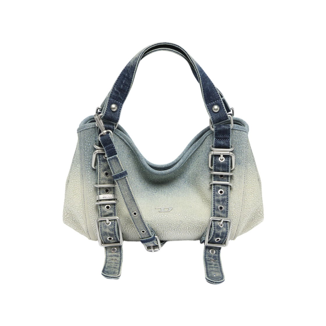 디젤 D-원 스몰 탑 핸들 백 크리스탈 솔라이스드 데님 블루(Diesel D-One-Small Top-Handle Bag In Crystal Solarised Denim Blue) - 1