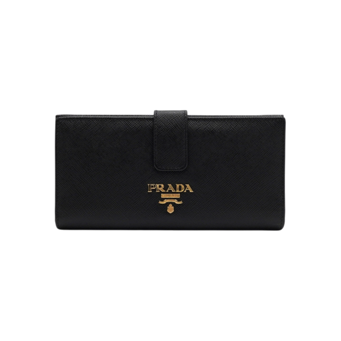 IT88MDKIO79L Prada Black Saffiano Logo Snap Wallet