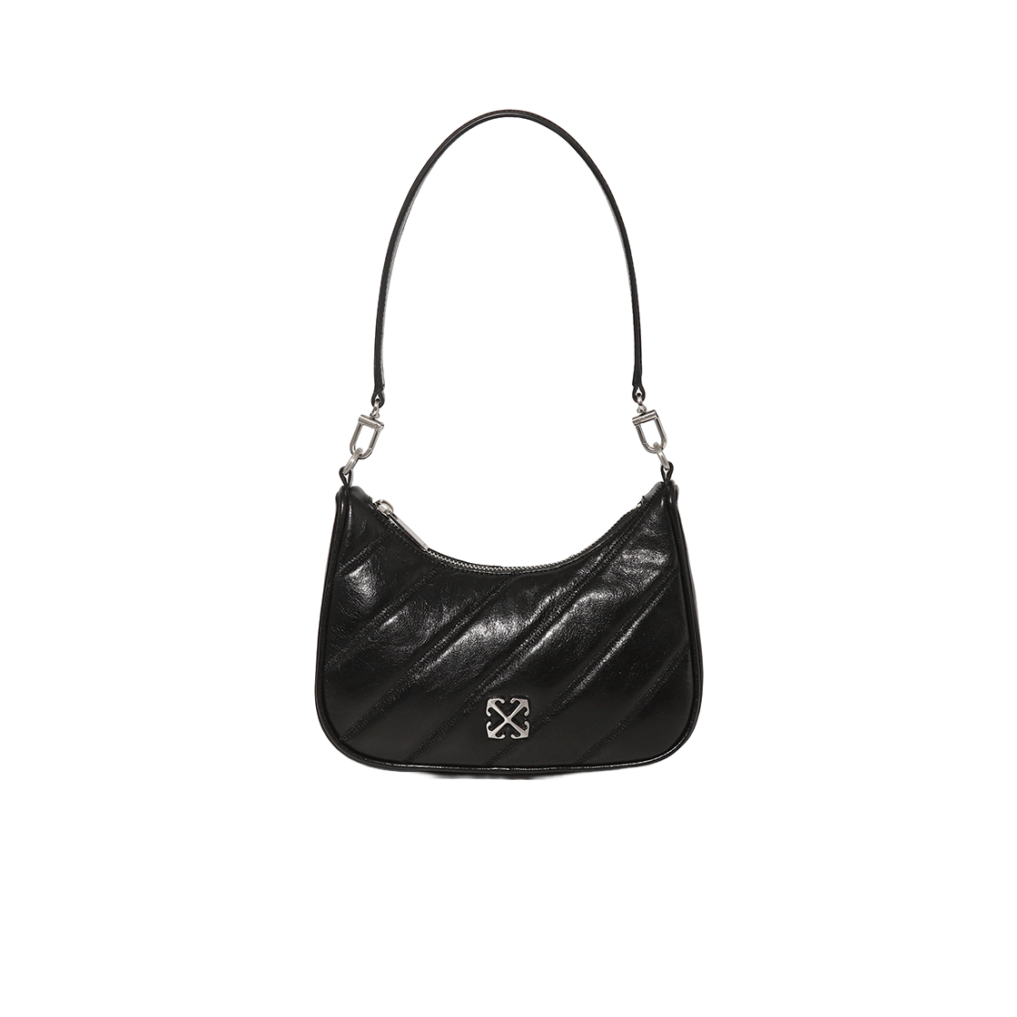 오프화이트 퀼티드 미니 크로스바디 백 (블랙)(Off-White Quilted Mini Crossbody Bag (Black))