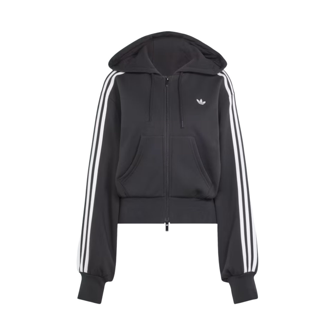 LC8123 (W) Adidas Originals Crop Zipper Hoodie Sweatshirt Black - KR Sizing