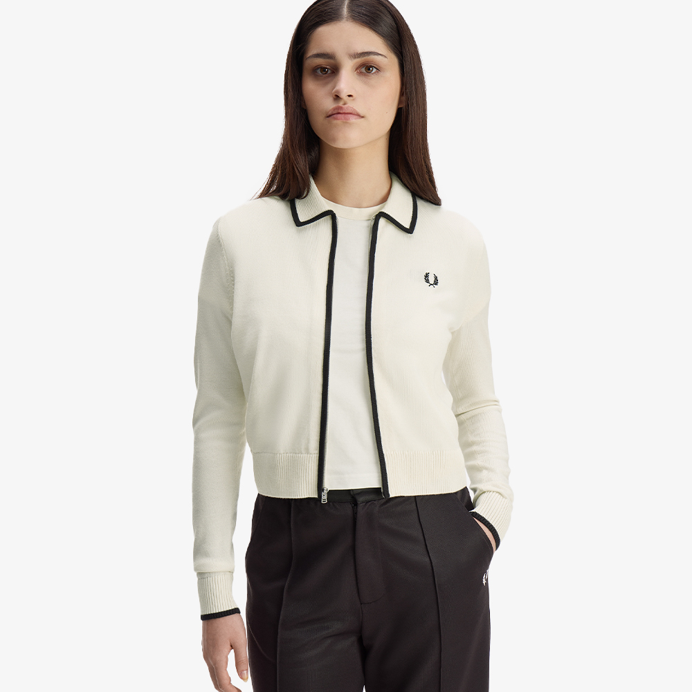 프레드페리 우먼즈 집 스루 니트 셔츠 에크루(Fred Perry Womens Zip-Through Knitted Shirt Ecru) - 4