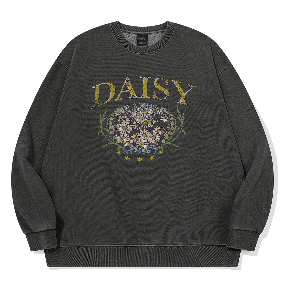 CP25SA22 CPGN STUDIO Daisy Pigment Sweatshirt Smoke Black