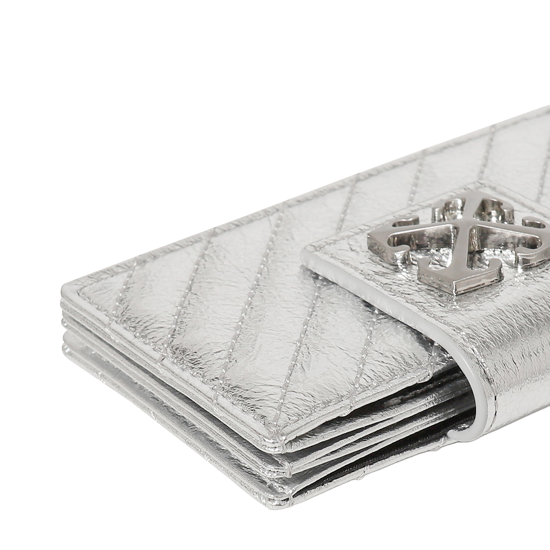 오프화이트 퀼티드 아코디언 카드 월렛 (실버)(Off-White Quilted Accordion Card Wallet (Silver)) - 4