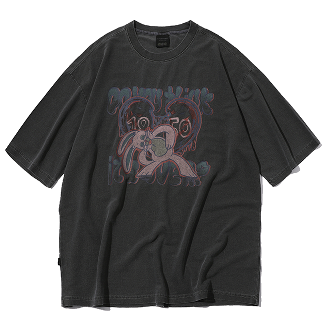 C23SB12 CPGN STUDIO Mad Hoppi Pigment T-Shirt Smoke Black