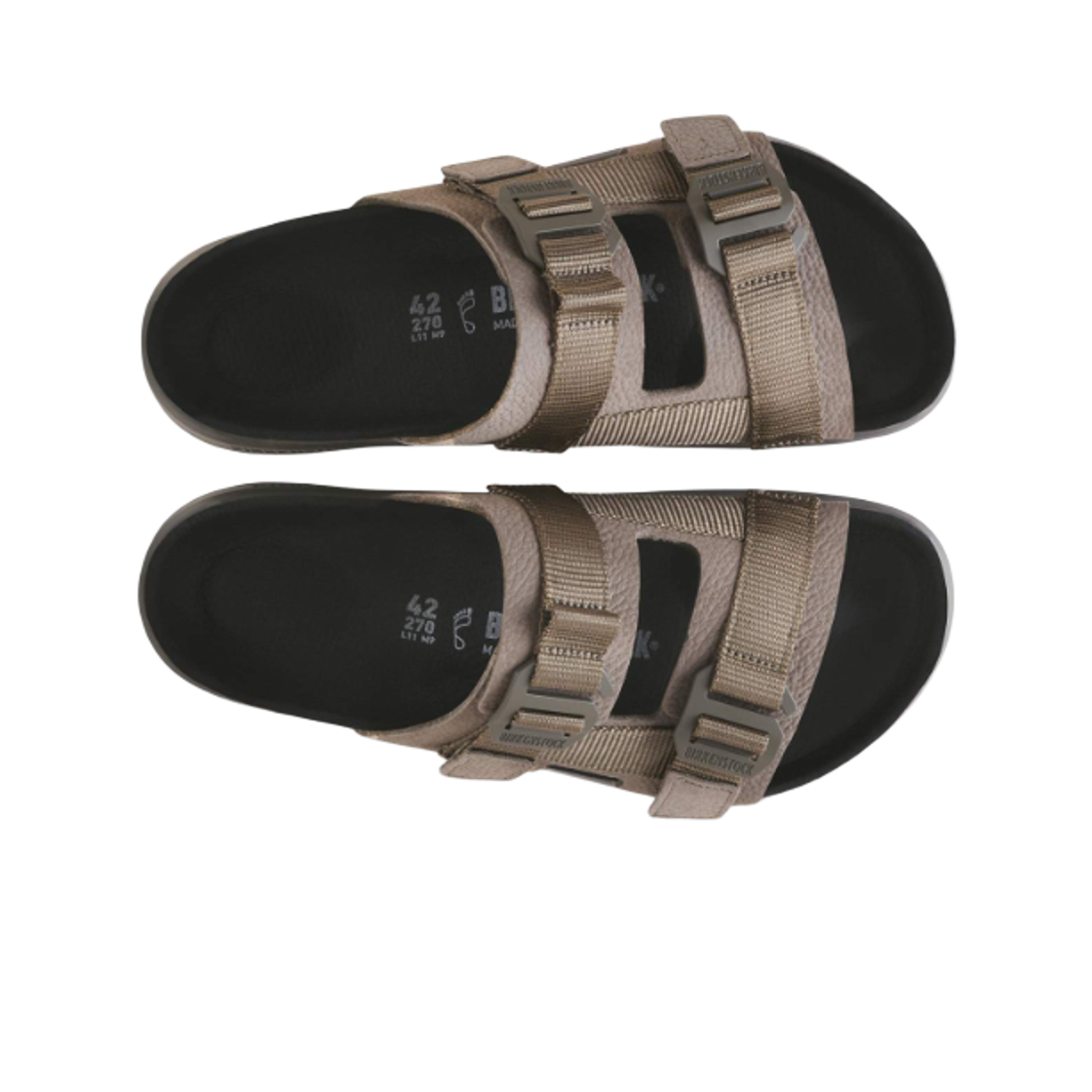 버켄스탁 신주쿠 2 스트랩 내츄럴 레더 텍스타일 콘크리트 그레이 - 레귤러(Birkenstock Shinjuku 2 Strap Natural Leather Textile Concrete Gray - Regular) - 2