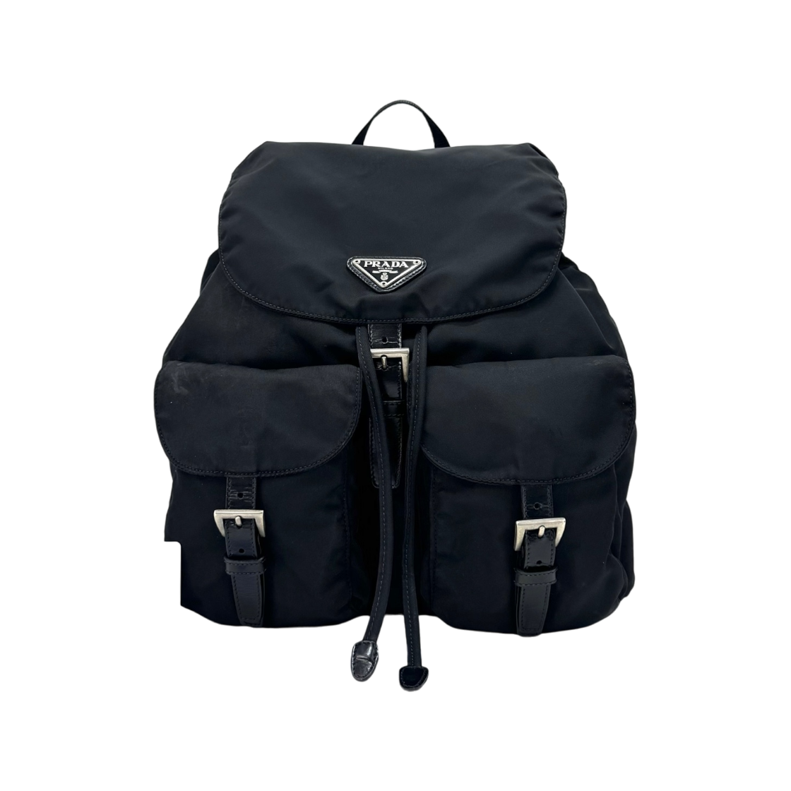 ITT96Q23LVJN Prada Triangle Logo Nylon Backpack Black