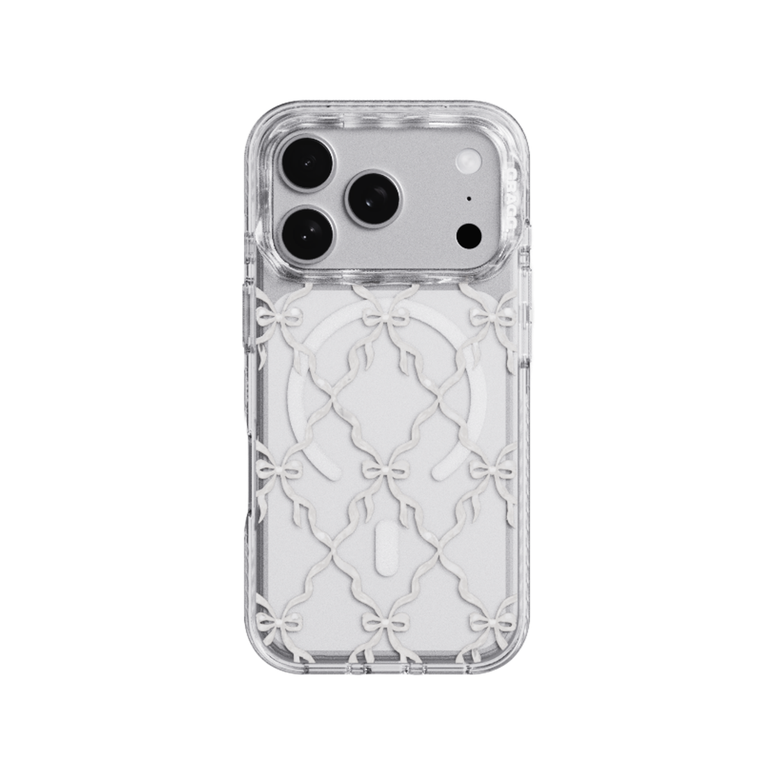 그래그 프레임 패턴 케이스 클리어 리본 베일(GRAGG MAGSAFE LAYERS FRAME CASE CLEAR - RIBBON VEIL)