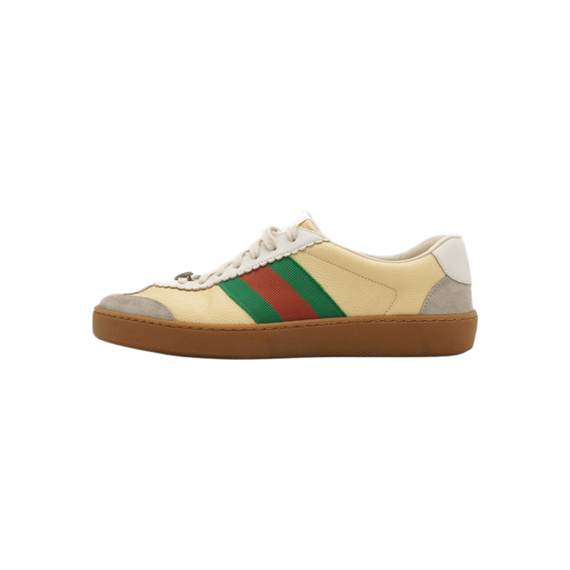 ITRBOBRCPUWU Gucci Ivory Leather Suede G74 Web Men Sneakers