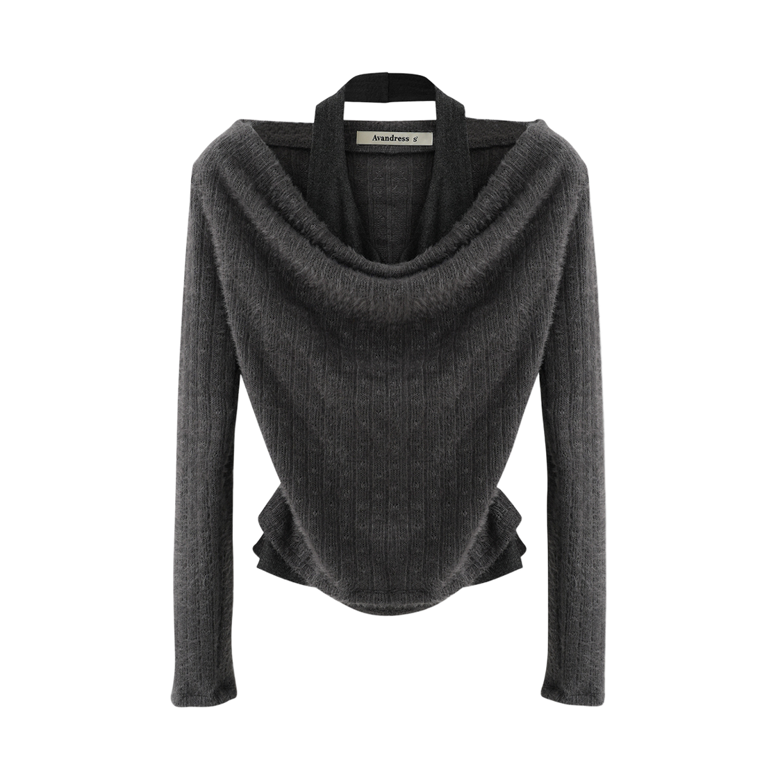 어반드레스 이엘 드레이프 니트 홀터 레이어드 티 차콜(AVANDRESS IEL Drape Knit Halter Layered Tee CHARCOAL)