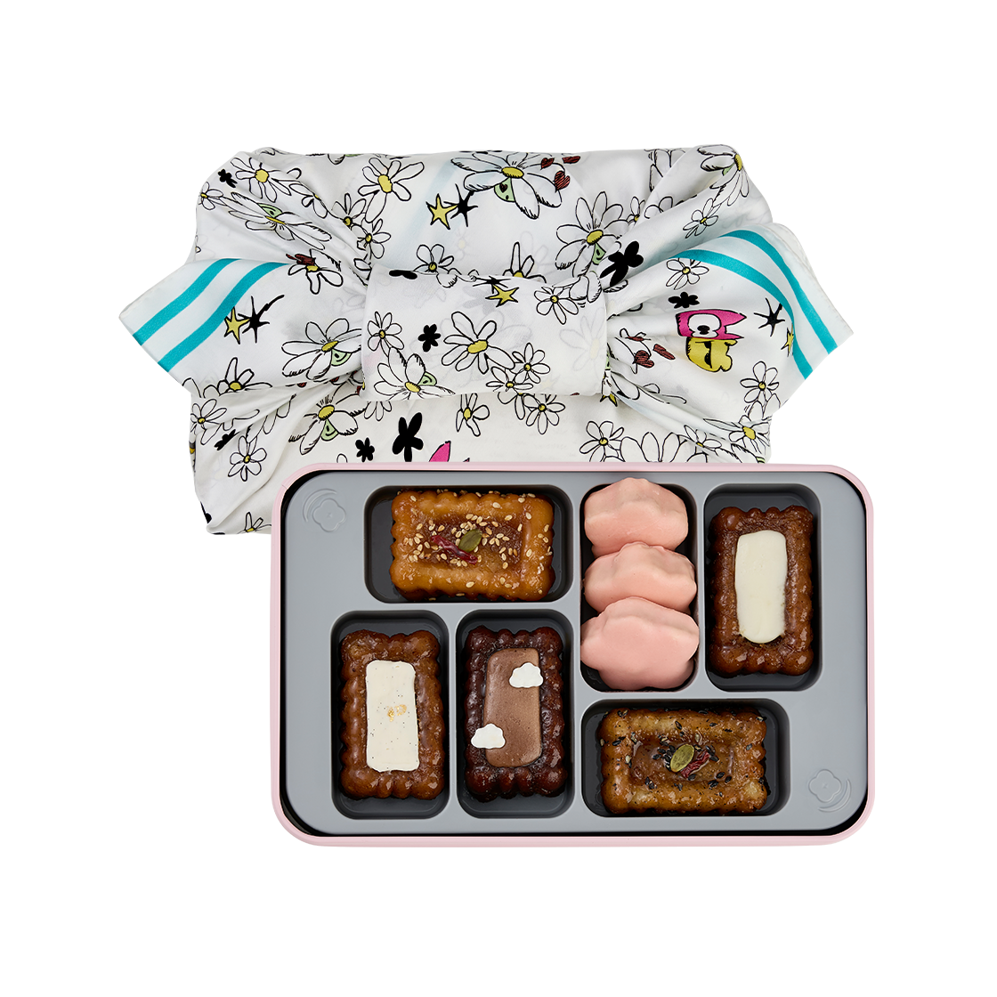 골든피스 조앤프렌즈 약과세트 & 보자기 세트+쇼핑백증정(GOLDENPIECE ZO&FRIENDS Yakgwa Bojagi Set(White/Black)) - 2