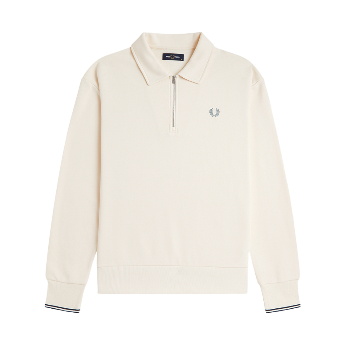 AFPM2G32426-170 Fred Perry Relaxed Half Zip Collared Sweatshirt Ecru