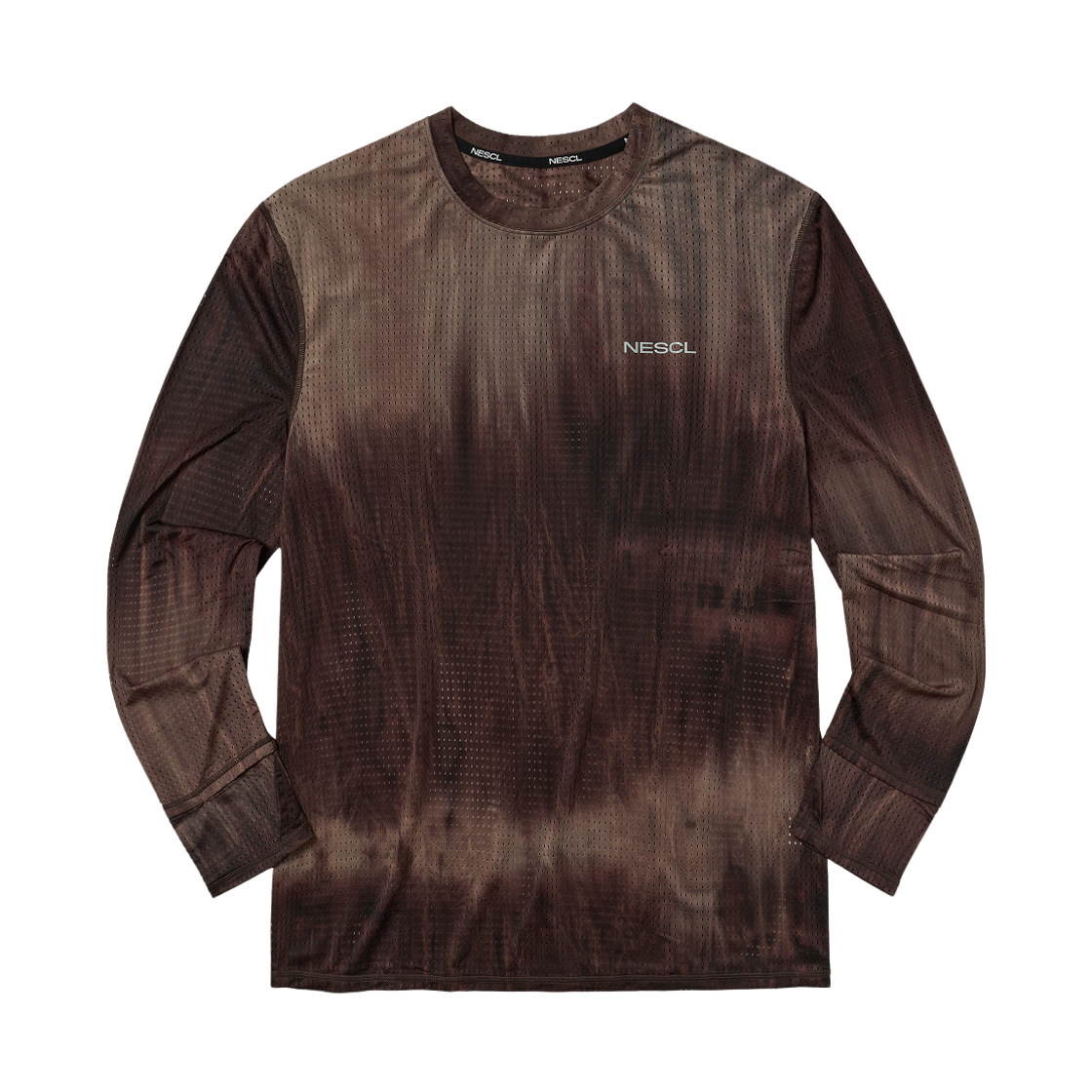 네스클 에어벤트 타이다잉 레이싱 핑거 워치홀 롱슬리브 브라운(NESCL Air Vent Tie-Dye Racing Finger Watch-Hole Long Sleeve Brown)
