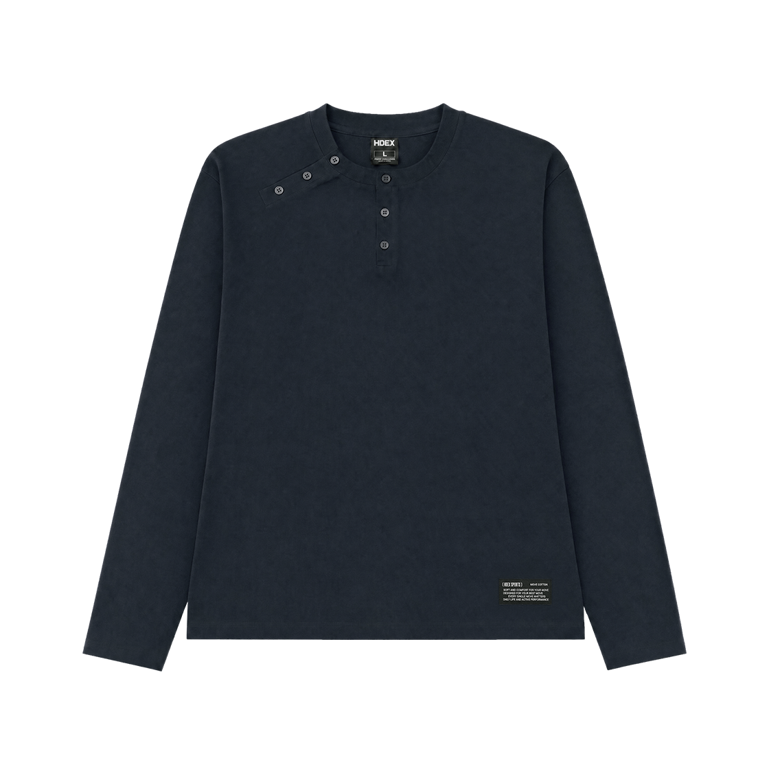 에이치덱스 무브 코튼 바디핏 헨리넥 롱 슬리브 스톰 네이비(HDEX Move Cotton Body Fit Henley Neck Long Sleeve Storm Navy) - 1
