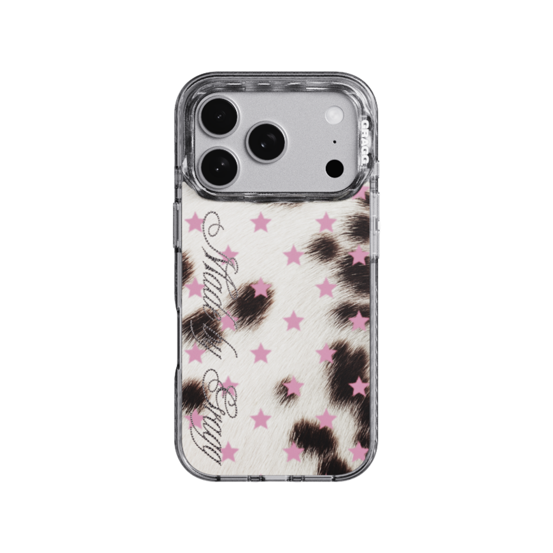 그래그 프레임 패턴 케이스 클리어 블랙 블러시 스타(GRAGG MAGSAFE LAYERS FRAME CASE CLEAR BLACK - BLUSH STAR)