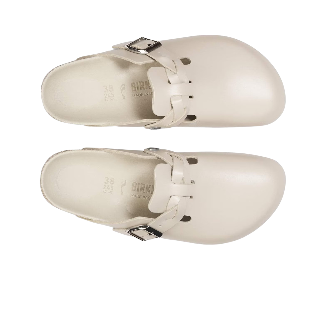 (W) 버켄스탁 보스턴 브레이디드 내츄럴 레더 뉴 드레시 오이스터 - 내로우((W) Birkenstock Boston Braided Natural Leather New Dressy Oyster - Narrow) - 2