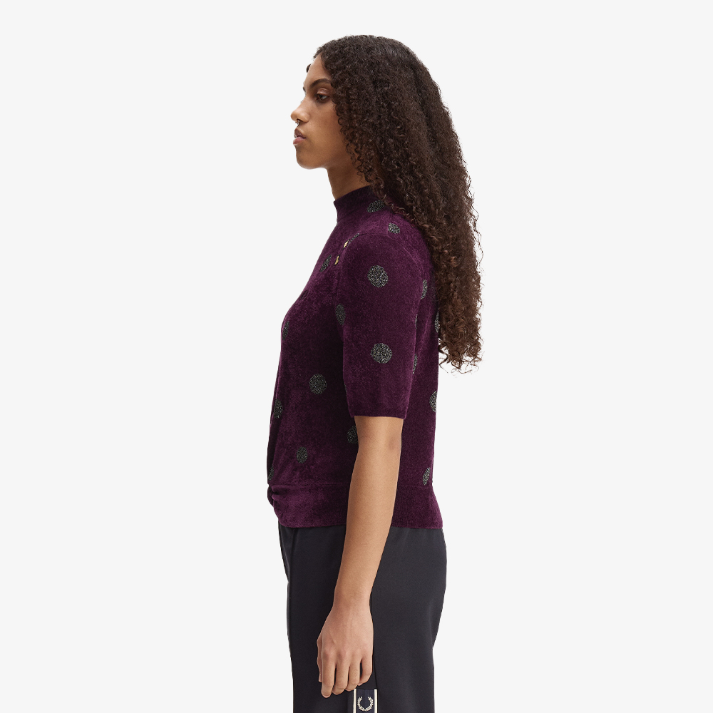 프레드페리 x 에이미와인하우스 릴렉스드 폴카 도트 니트 탑 플럼(Fred Perry x Amy Relaxed Polka Dot Knitted Top Plum) - 3
