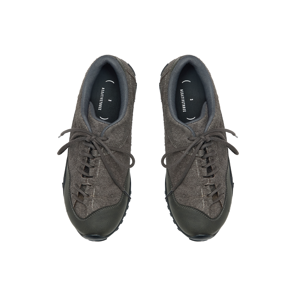 네거티브쓰리 커브드 레이스 No.2 스니커즈 버팔로 차콜(NEGATIVETHREE Curved Lace No.2 Sneakers Buffalo Charcoal) - 2