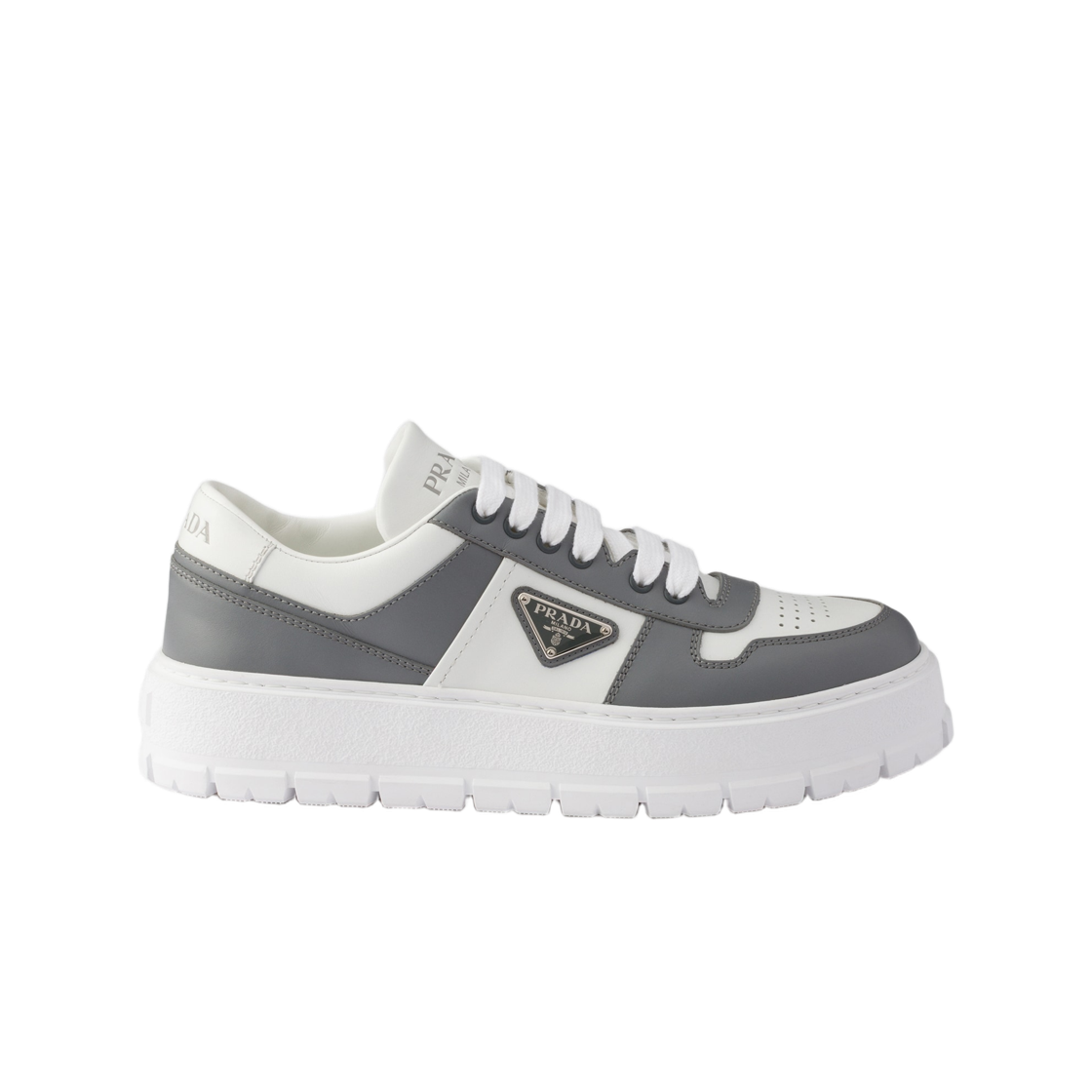 2EG452-3ZR1-F0Z6K Prada Leather Sneakers White Steel