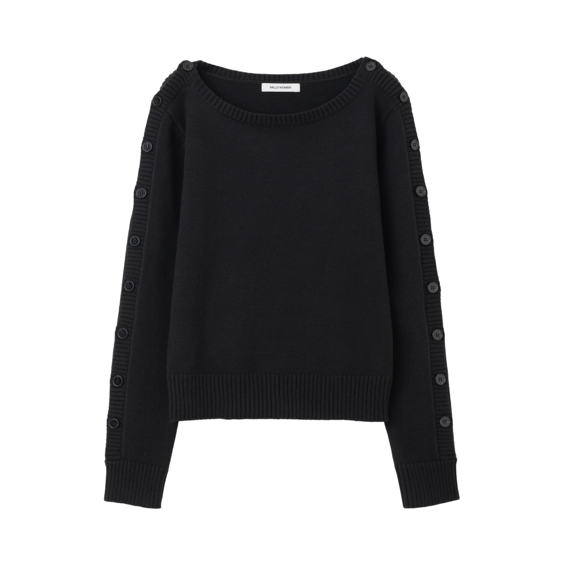MW371BLK MILLO WOMEN Boat Neck Button Knit Black