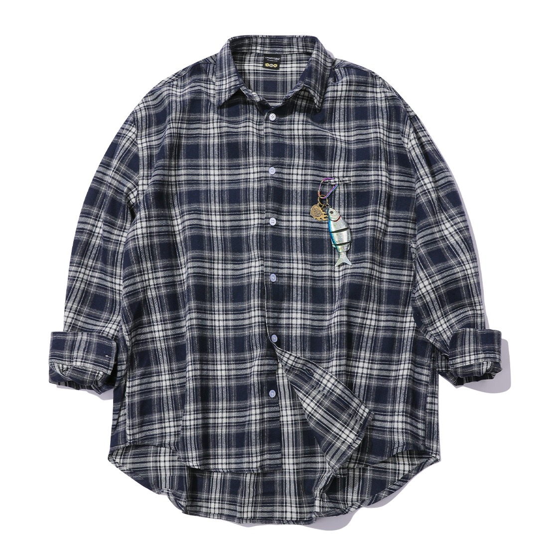 C25FB23 CPGN STUDIO Nomad Overfit Check Shirt Navy