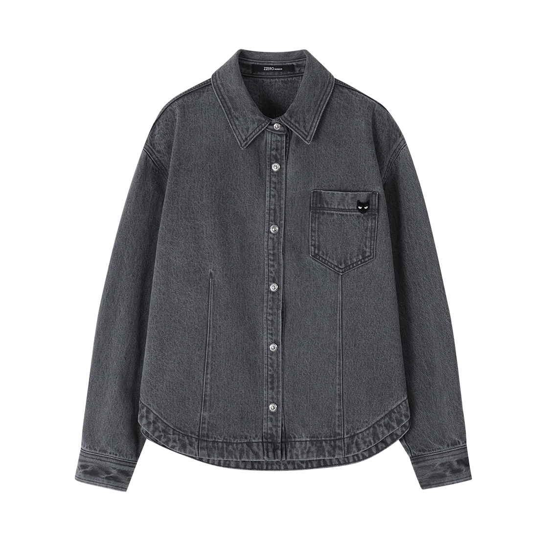 WI5SH808LG (W) SONGZIO ZZERO Panther Semi Over Denim Shirt Light Grey