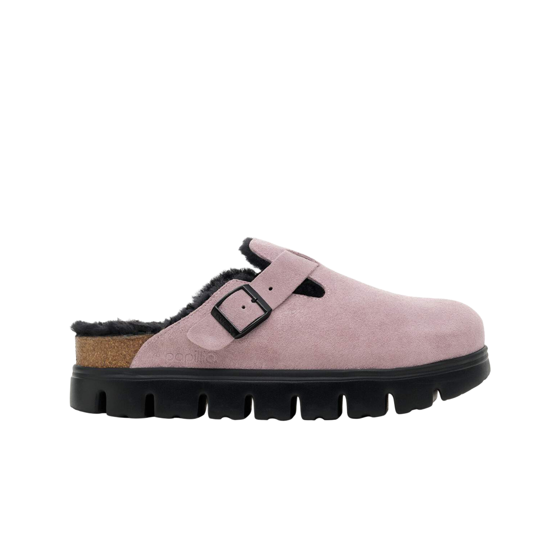 1030601 Birkenstock Boston Papillio Chunky Shearling Suede Leather Faded Purple - Narrow