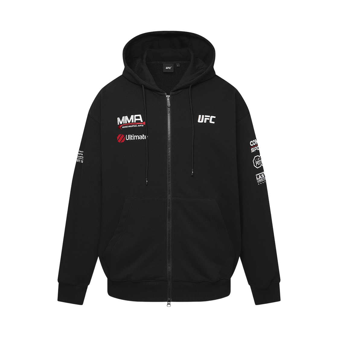 U2TTX3303BK UFC SPORT Mma Sponsorship Oversized Fit Hoodie Zip-Up Black
