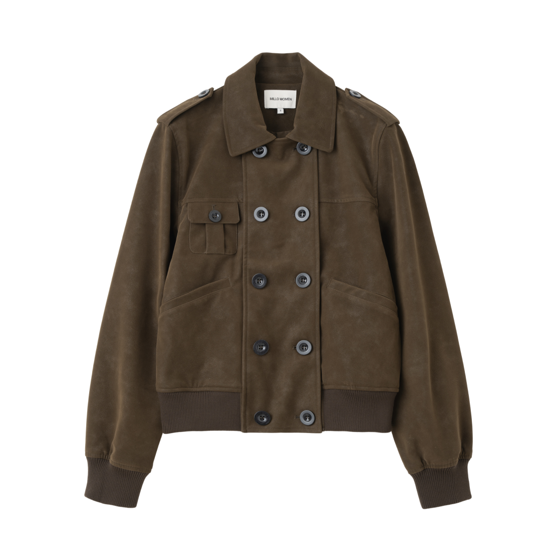 MW364BRW MILLO WOMEN Double Button Leather Jacket Brown