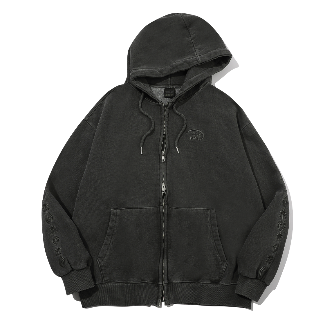 C23FZ03 CPGN STUDIO [2-WAY] Sleeve Star Pigment Hood Zip-up Smoke Black