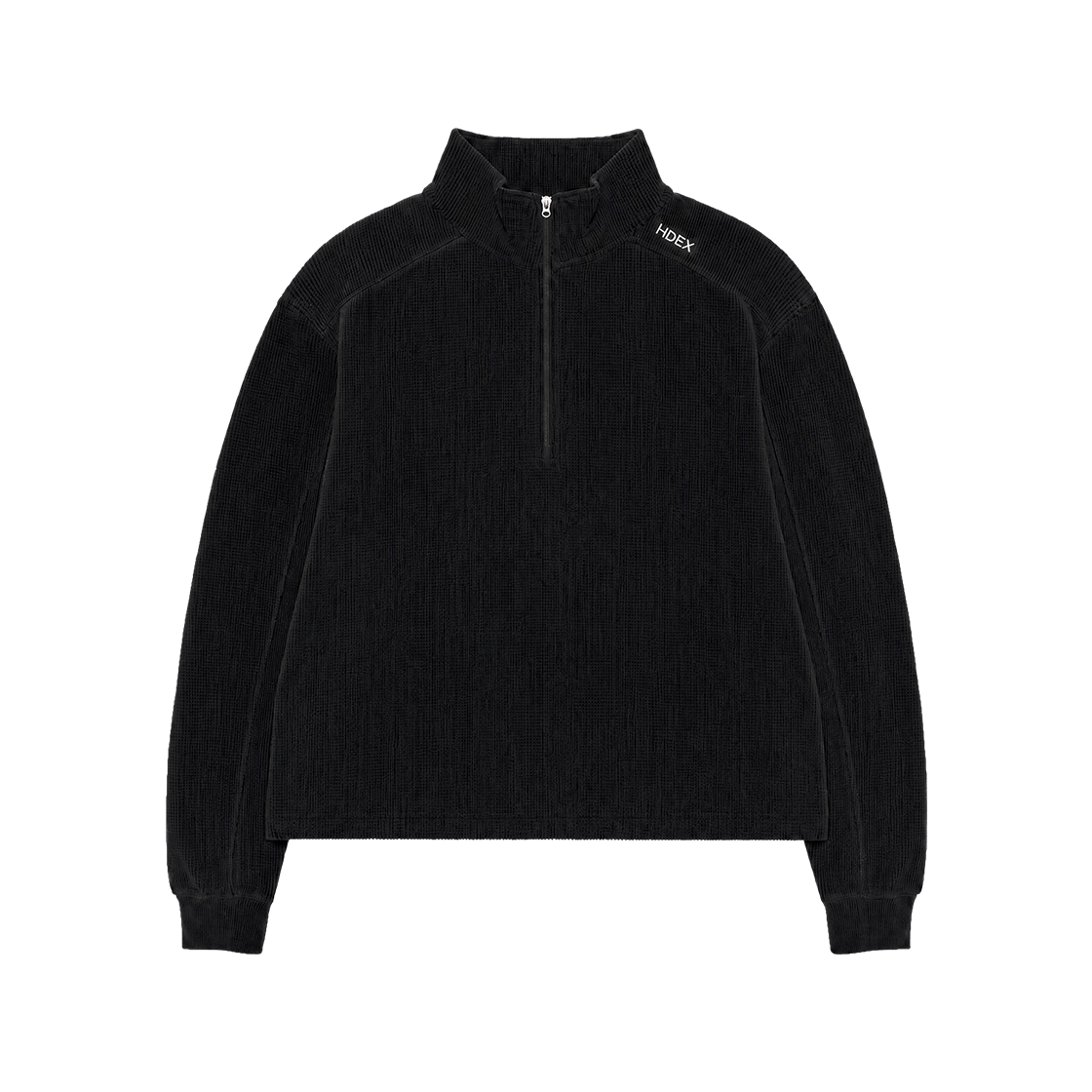 에이치덱스 소프트 벨로어 와플 하프 집업 블랙(HDEX Soft Velour Waffle Half Zip-Up Black)