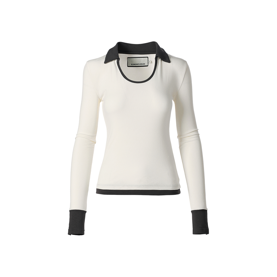 VH2GFFT558AIV Thevinylhouse U Neck Collar Slim Ls Tee(W) Ivory