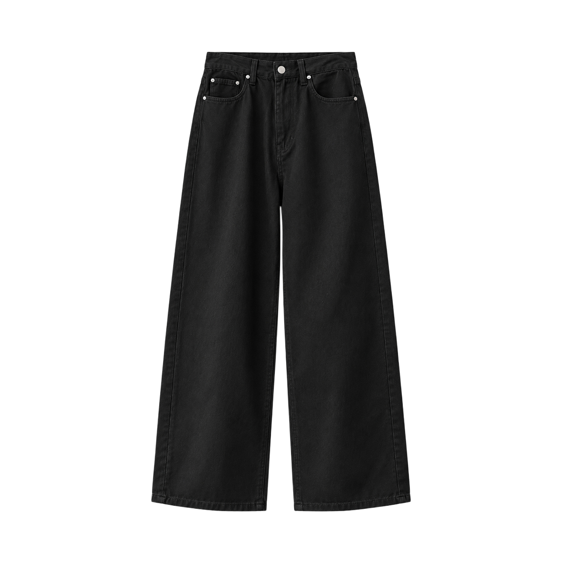 INA1403-블랙 GCLIP Bio-washed Solid Wide Cotton Pants Black
