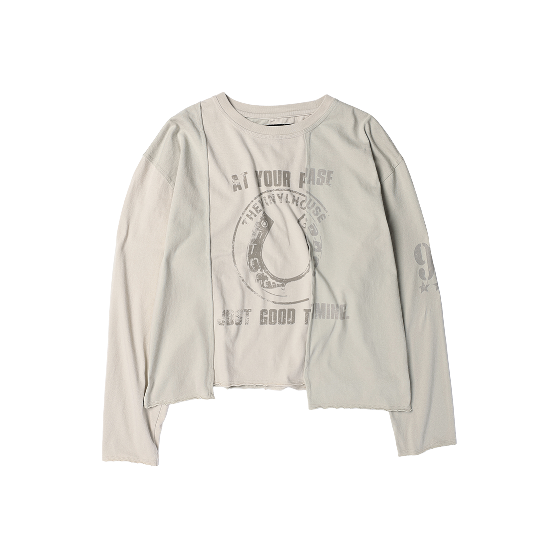 더바이닐하우스 블록 언밸런스 긴팔 티셔츠(W) 크림(Thevinylhouse Block Unbalance Ls Tee(W) Cream) - 3