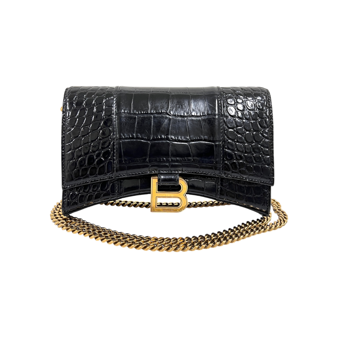 ITDESJLVRVLI Balenciaga Hourglass Chain Crossbody Bag Black