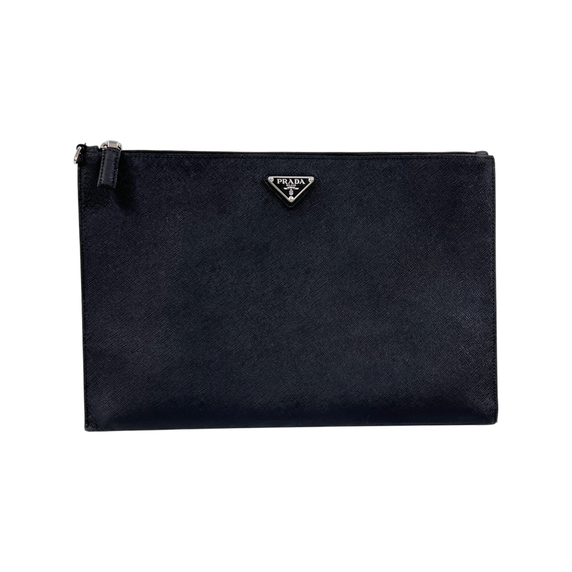 ITA4DFBQFS4R Prada Saffiano Strap Clutch Bag Black