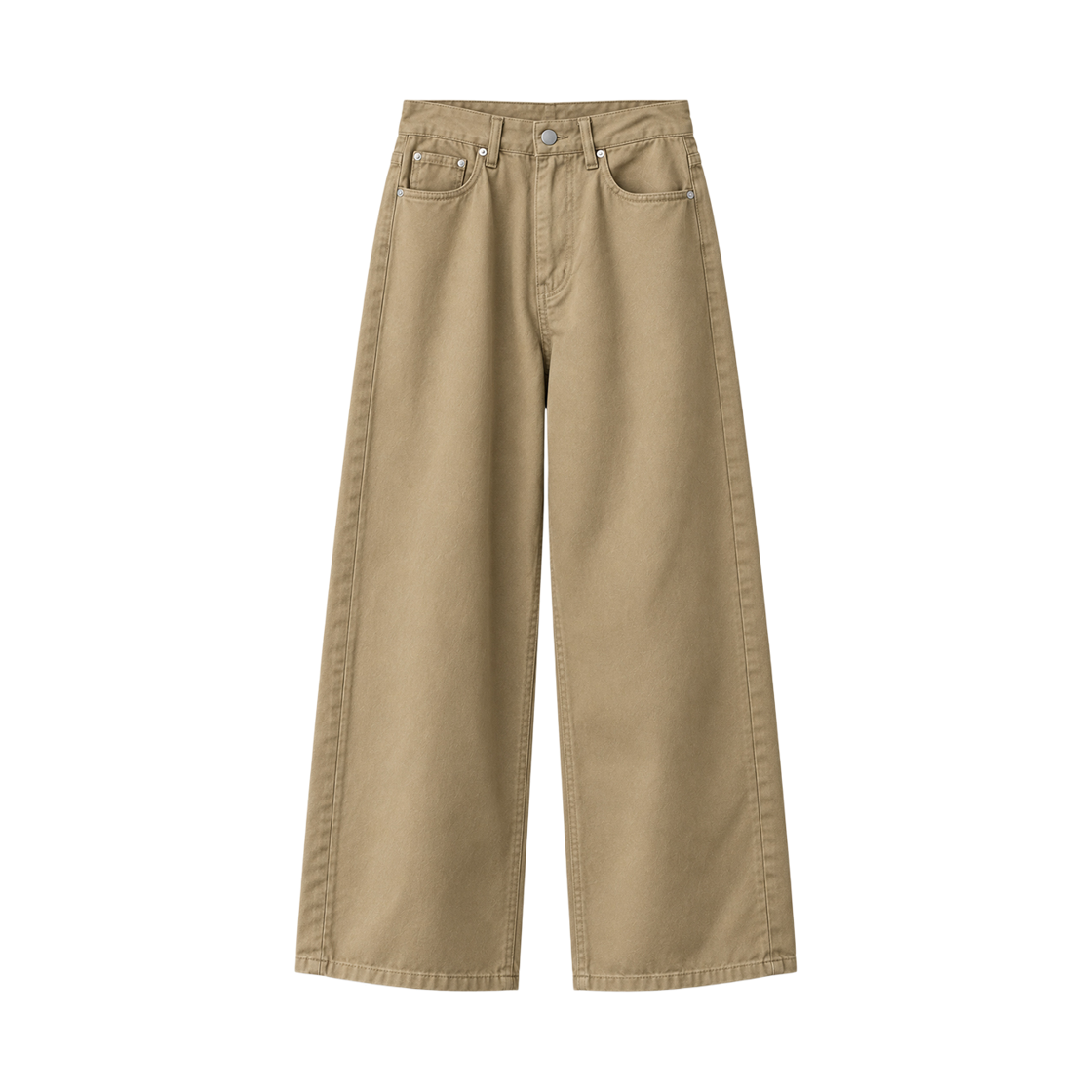 INA1403-베이지 GCLIP Bio-washed Solid Wide Cotton Pants Beige
