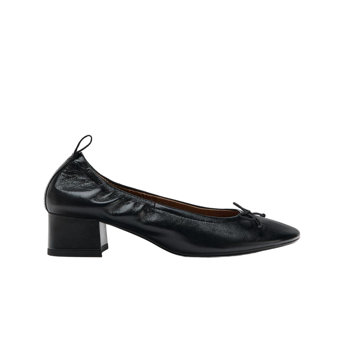 1212/810/800 (W) Zara Leather Bow Heeled Ballet Flat Black