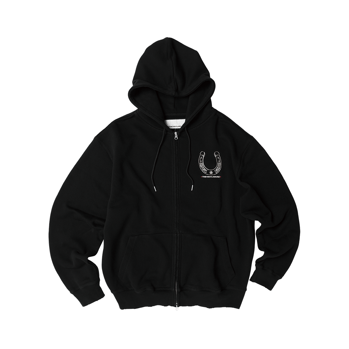 더바이닐하우스 럭키 하우스 후디 집업 블랙(Thevinylhouse Lucky House Hoodie Zip-Up Black) - 2
