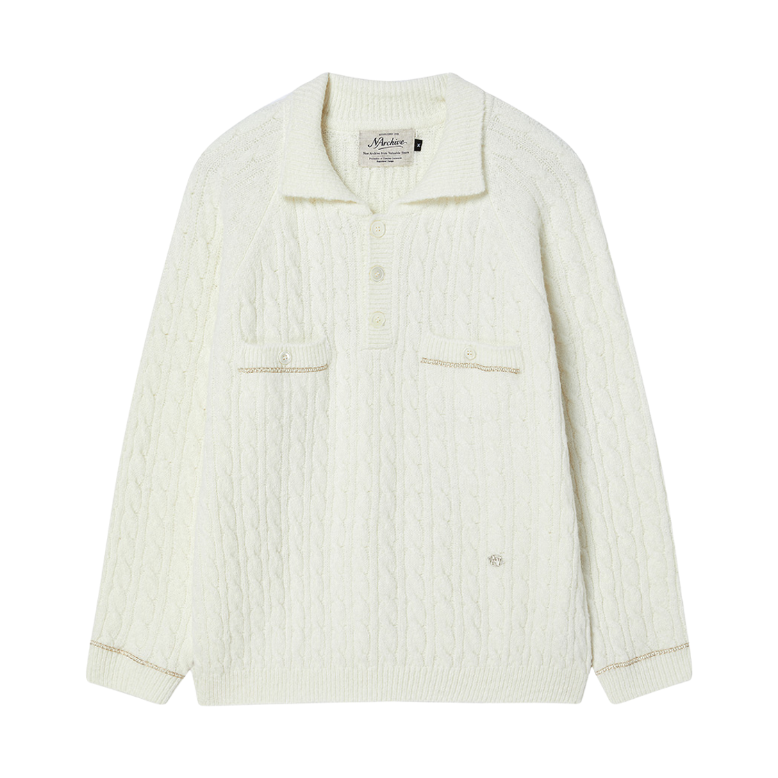 엔 아카이브 체인 디테일 알파카 니트 아이보리(N ARCHIVE Chain Detail Alpaca Knit Ivory) - 1