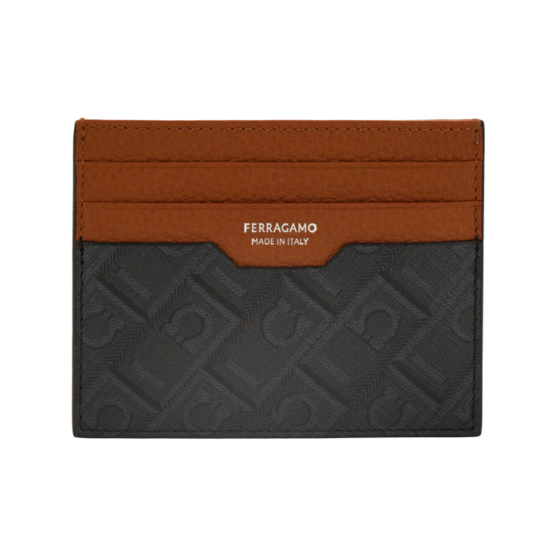 661583-795888 Ferragamo Monogram Credit Card Holder Black Gray