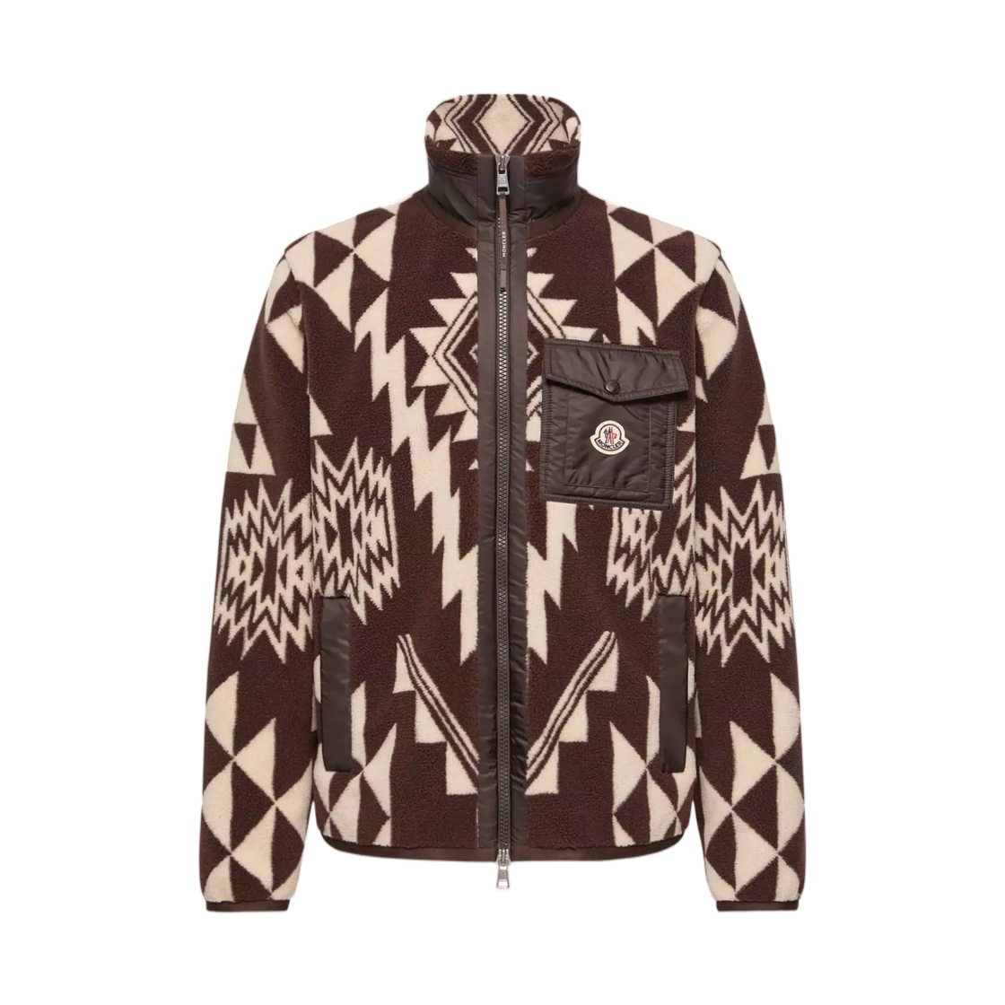 L2-091-8G00070-89BKM-F22 Moncler Geometric Teddy Zip Up Hoodie Brown - 26FW