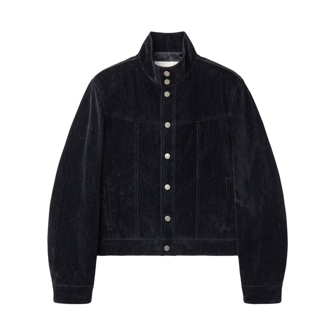 알렌느 데님 하이넥 트러커 블랙(Haleine Velvet Denim High Neck Trucker Black (Xj310))