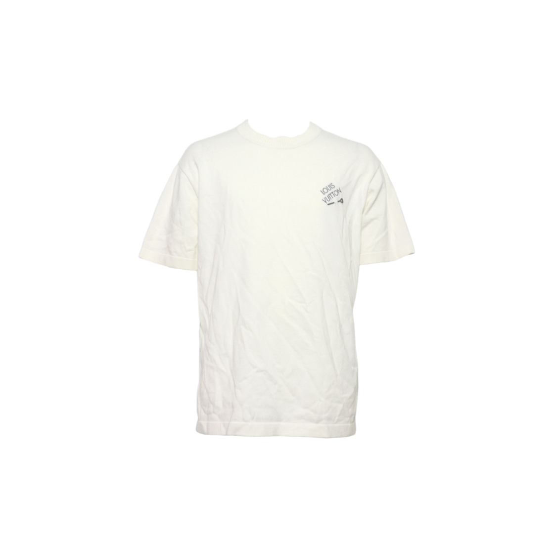 ITL6RAIM77GN Louis Vuitton White Signature Logo Knit T-Shirt