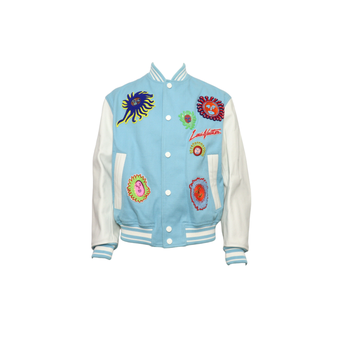 ITKFFL6VM3DF Louis Vuitton X Yayoi Kusama Embroidered Face Varsity Jacket