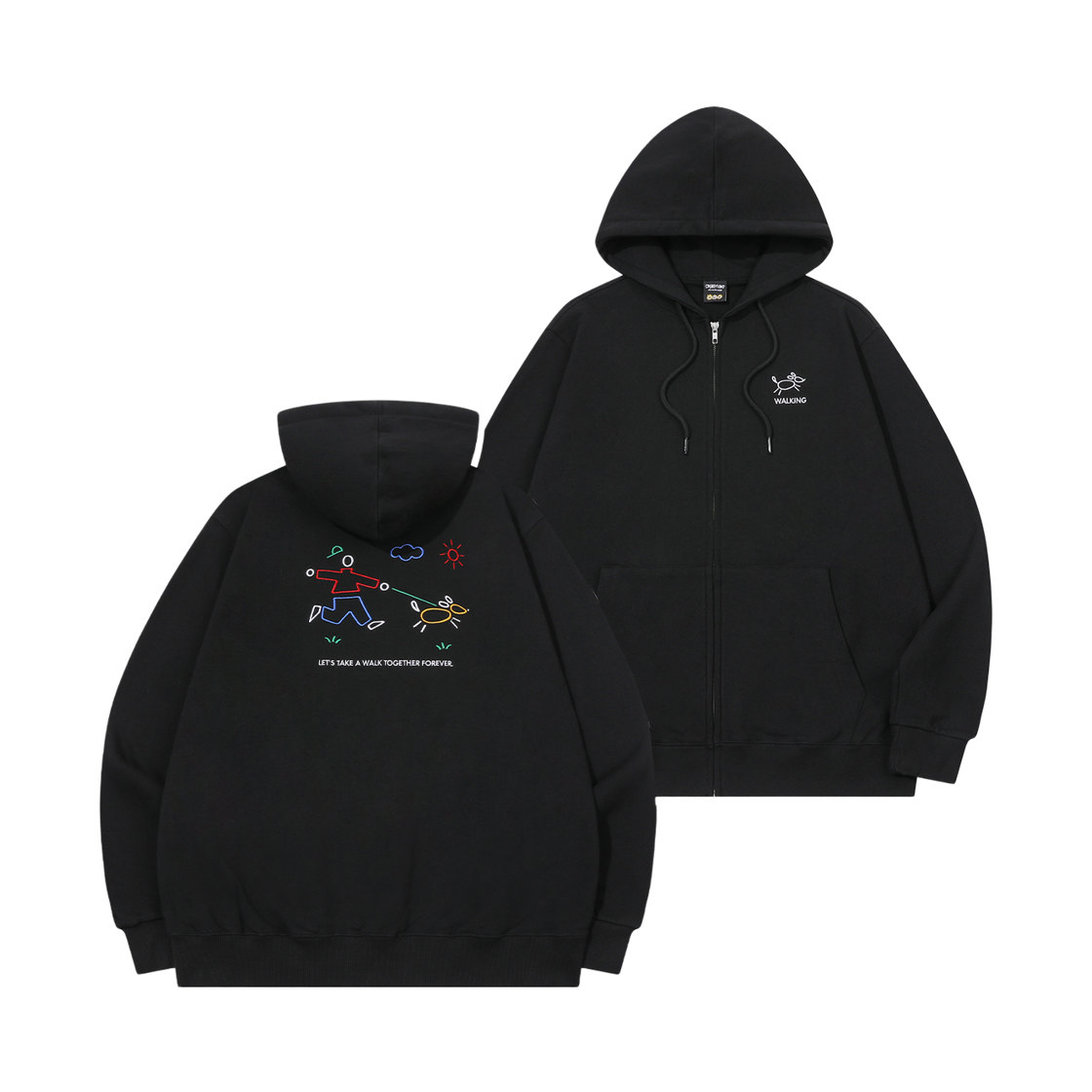 꼼파뇨 라인 워크 자수 후드집업 블랙(CPGN STUDIO Line Work Embroidery Zip-up Hoodie Black)